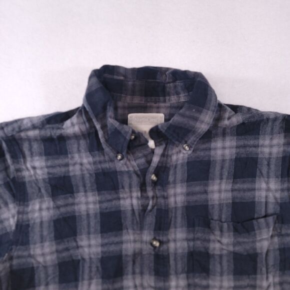 NorthCrest Tartan Flannel Casual Button Shirt Mens Size Medium M Black Gray - Picture 1 of 10